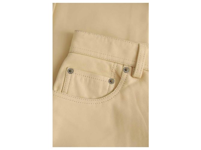 Acne Pantalones de cuero rectos Beige - vista 8