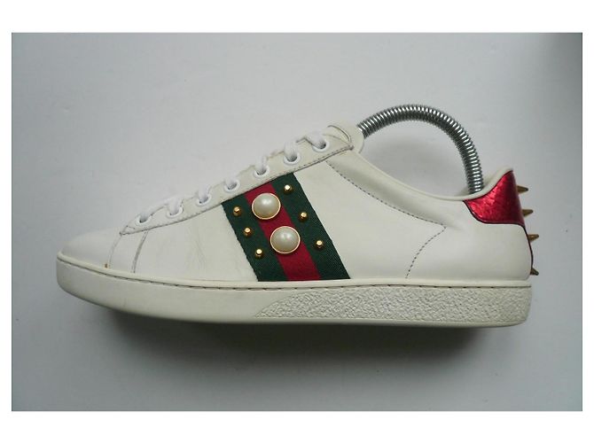 GUCCI Baskets cuir ACE blanches bon état T38 - vue 7