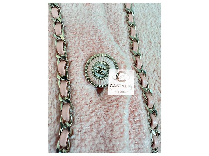 Chanel Nuevo cárdigan teddy estilo Jennie Kim con cadenas Melocotón - vista 9