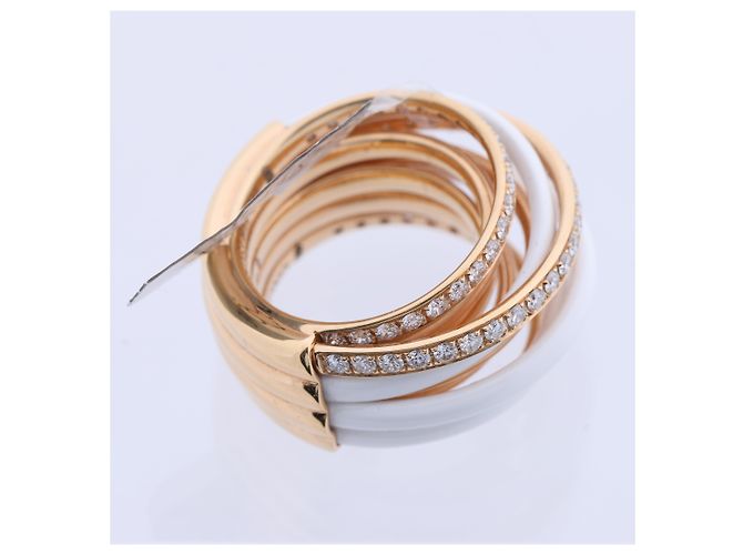 Bague De Grisogono Allegra en or rose et céramique blanche avec diamants, taille 53 EU Doré - vue 11