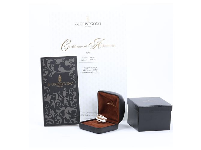 Bague De Grisogono Allegra en or rose et céramique blanche avec diamants, taille 53 EU Doré - vue 15