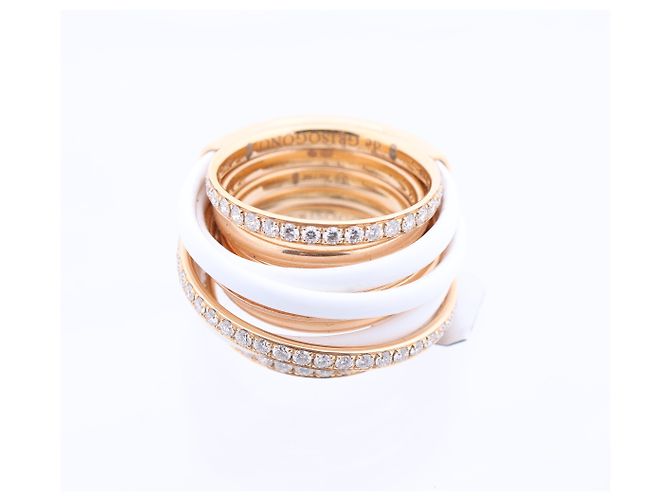 Bague De Grisogono Allegra en or rose et céramique blanche avec diamants, taille 53 EU Doré - vue 2