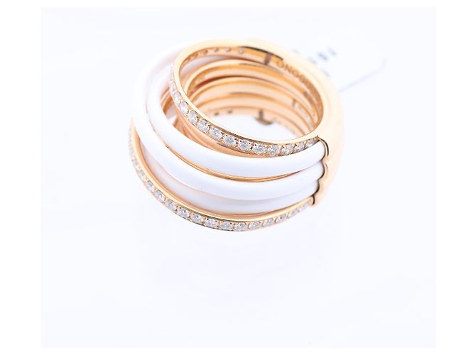 Bague De Grisogono Allegra en or rose et céramique blanche avec diamants, taille 53 EU Doré - vue 4