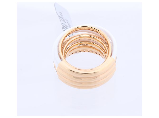 Bague De Grisogono Allegra en or rose et céramique blanche avec diamants, taille 53 EU Doré - vue 7