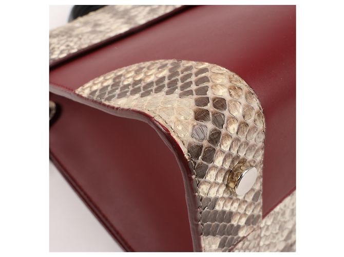Bolsa Diorever Medium de couro e python 2Way da Christian Dior em bordô - vista 13