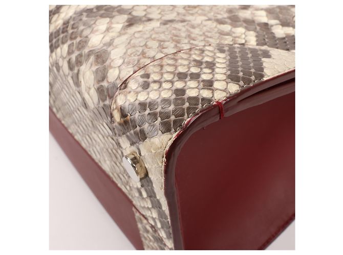 Bolsa Diorever Medium de couro e python 2Way da Christian Dior em bordô - vista 14
