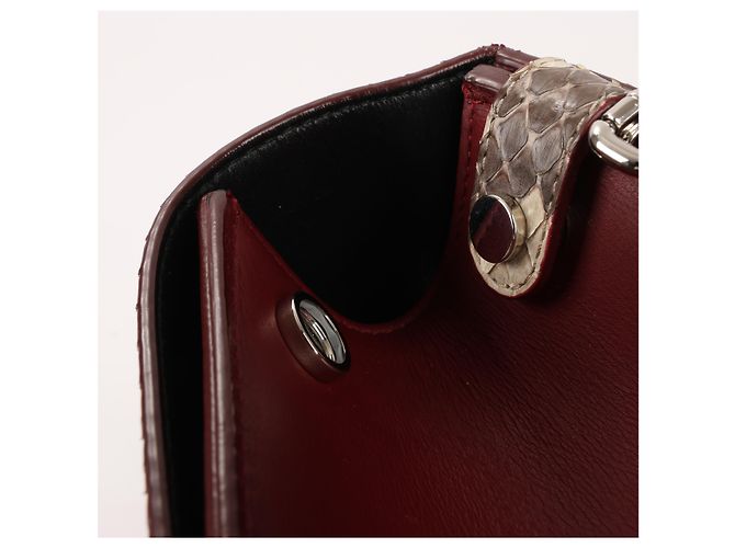 Bolsa Diorever Medium de couro e python 2Way da Christian Dior em bordô - vista 16