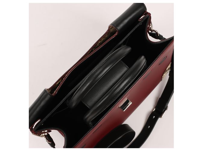 Bolsa Diorever Medium de couro e python 2Way da Christian Dior em bordô - vista 19