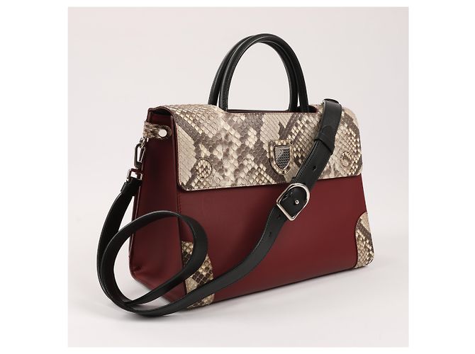 Bolsa Diorever Medium de couro e python 2Way da Christian Dior em bordô - vista 2