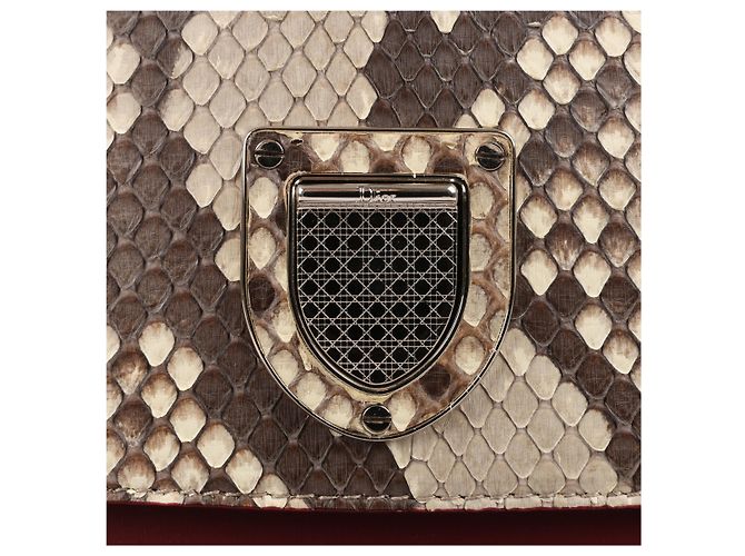 Bolsa Diorever Medium de couro e python 2Way da Christian Dior em bordô - vista 7