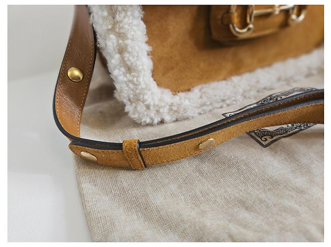 Gucci horsebit 1955 in shearling Cammello - vista 10