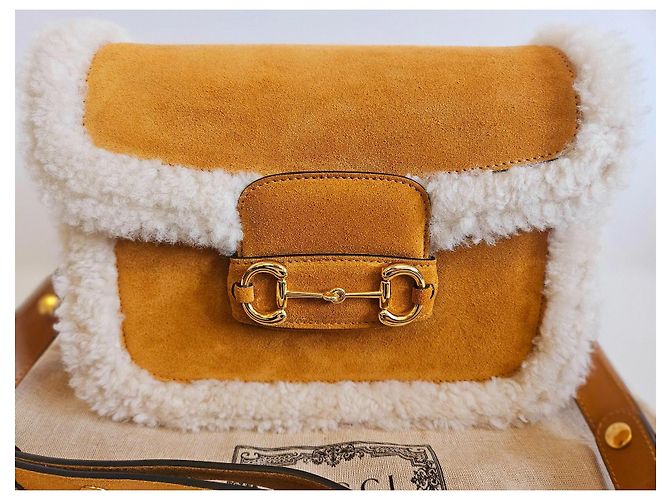 Gucci horsebit 1955 in shearling Cammello - vista 3