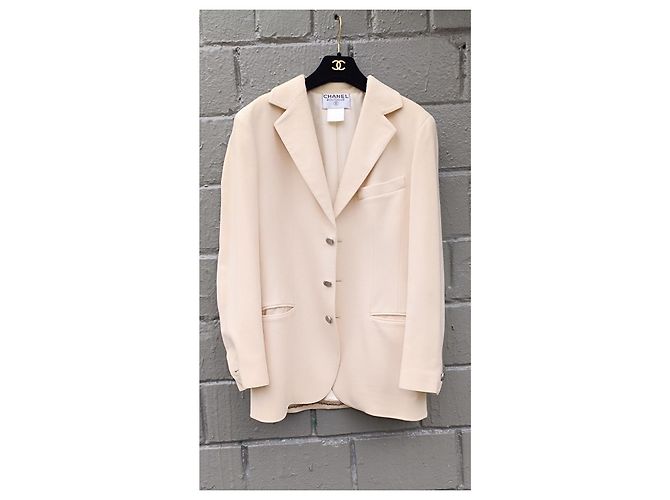 1998 Rare! Chanel & Karl Lagerfeld 98A Jacket CC Logo Buttons Beige - view 17