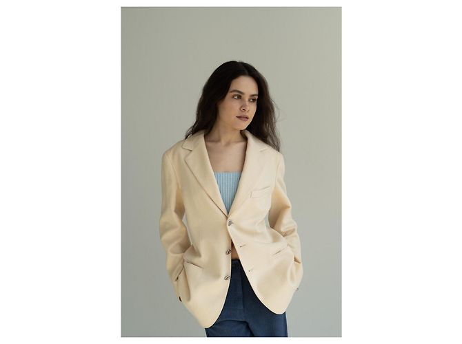 1998 Rare! Chanel & Karl Lagerfeld 98A Jacket CC Logo Buttons Beige - view 4