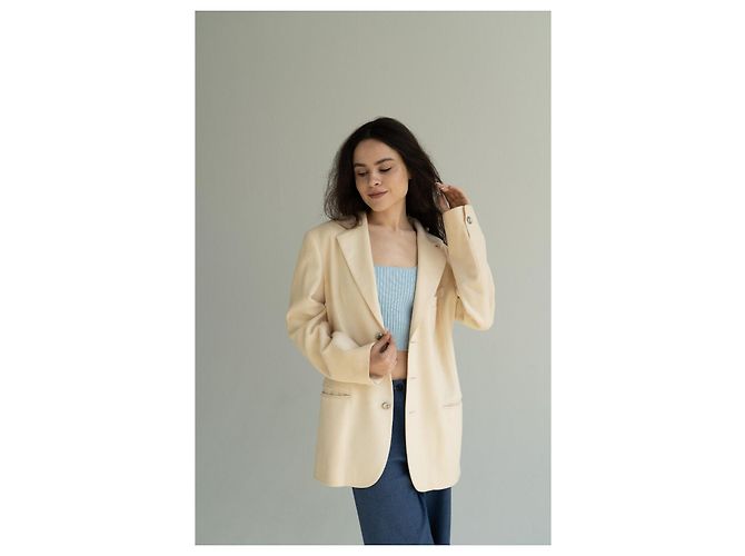 1998 Rare! Chanel & Karl Lagerfeld 98A Jacket CC Logo Buttons Beige - view 5