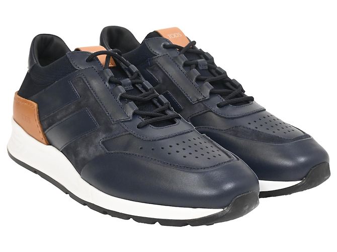 Sneakers basse Tod's in pelle e suede blu navy - vista 4