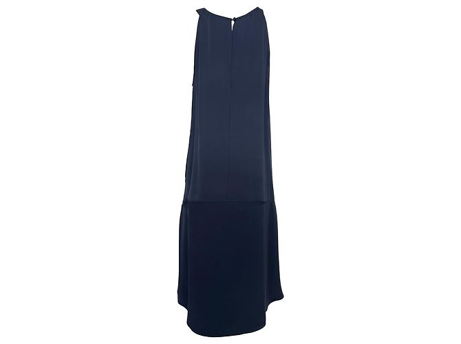 Abito midi senza maniche Theory Long in seta blu navy - vista 2