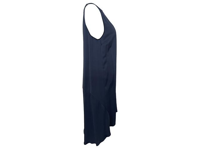 Abito midi senza maniche Theory Long in seta blu navy - vista 3