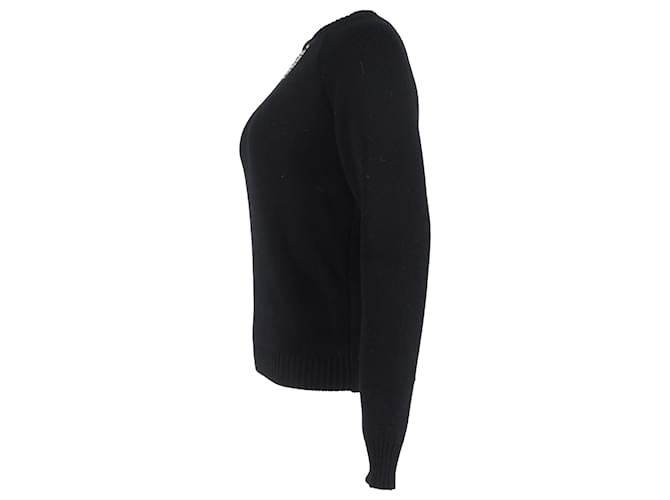Saint Laurent Strickpullover mit Nieten aus schwarzer Wolle - Ansicht 2