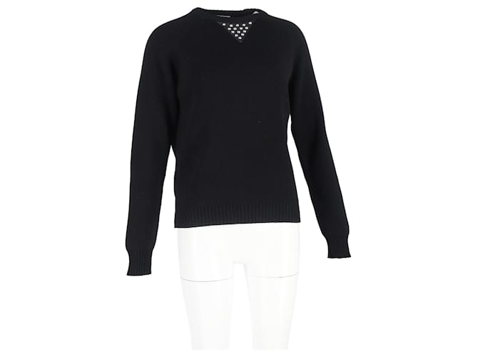 Saint Laurent Strickpullover mit Nieten aus schwarzer Wolle - Ansicht 4