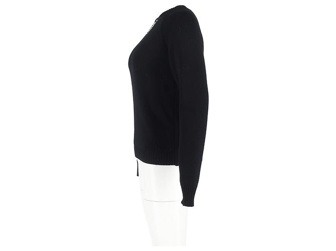 Saint Laurent Strickpullover mit Nieten aus schwarzer Wolle - Ansicht 5