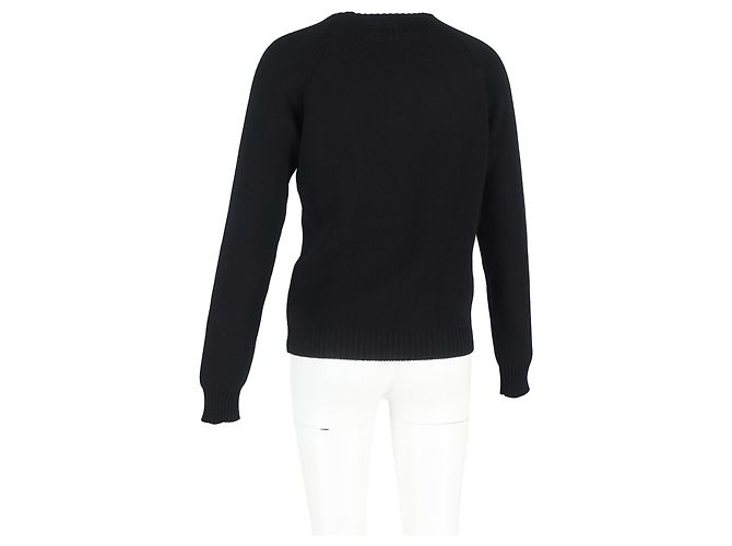 Saint Laurent Strickpullover mit Nieten aus schwarzer Wolle - Ansicht 6