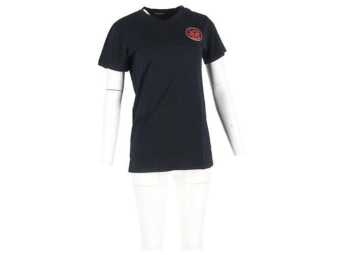 Camiseta de algodón negro con parche bordado de Balmain - vista 4