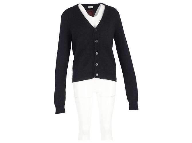 Saint Laurent Flamingo-Cardigan aus schwarzem Mohair - Ansicht 4