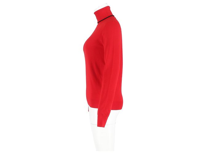 Suéter de cuello alto Dior en lana roja Burdeos - vista 5