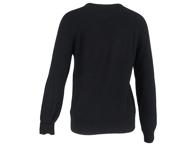 Schwarzer Kaschmir-Pullover mit Saint Laurent Spielkartenstickerei - Ansicht 3
