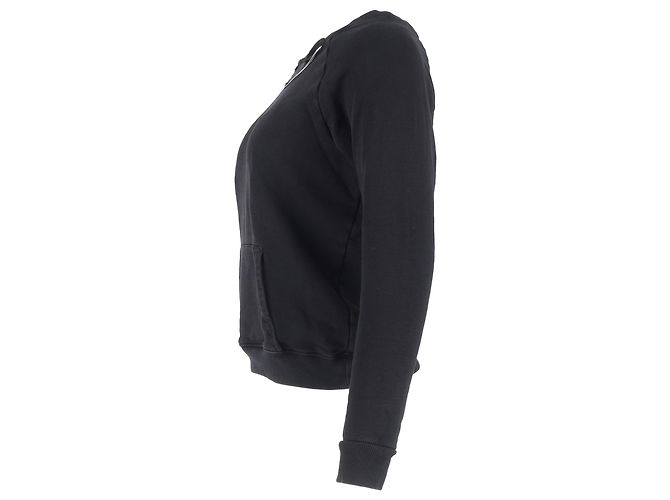 Ripped Sweatshirt von Saint Laurent mit Kettendetail aus schwarzer Baumwolle - Ansicht 2