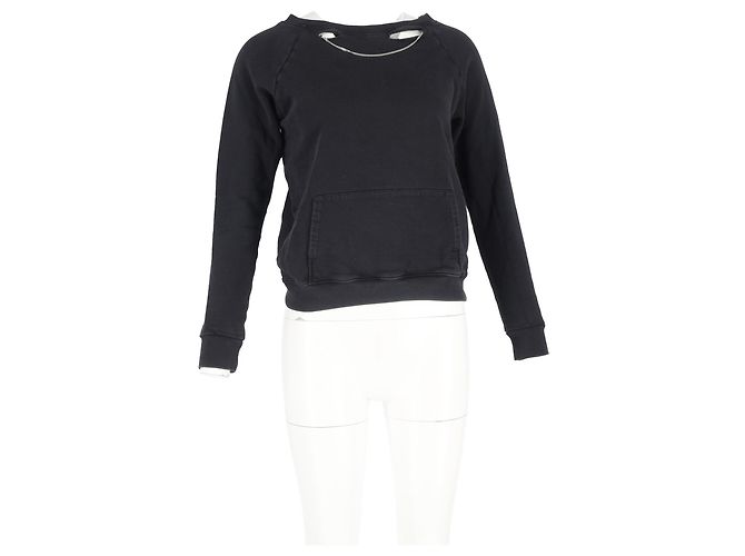 Ripped Sweatshirt von Saint Laurent mit Kettendetail aus schwarzer Baumwolle - Ansicht 4