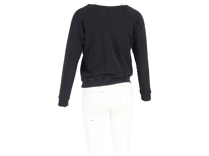 Ripped Sweatshirt von Saint Laurent mit Kettendetail aus schwarzer Baumwolle - Ansicht 6