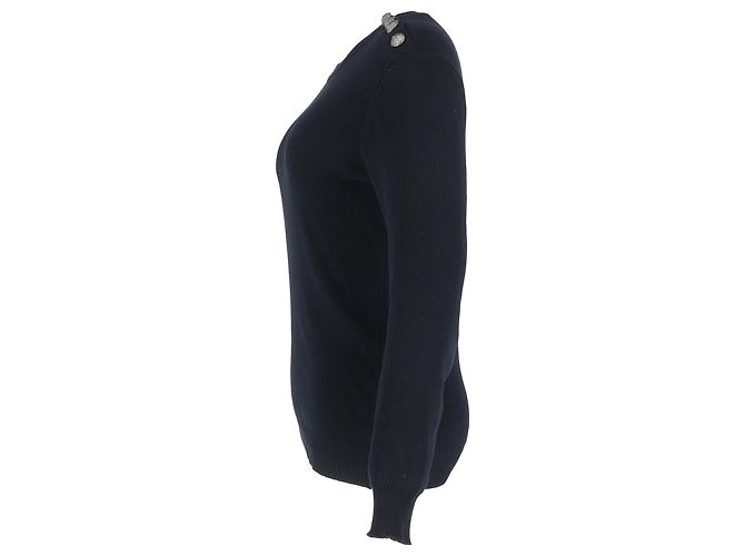 Suéter de lana negra con detalles de botones de punto Balmain Azul Azul marino - vista 2