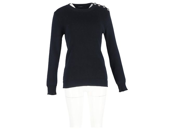 Suéter de lana negra con detalles de botones de punto Balmain Azul Azul marino - vista 4