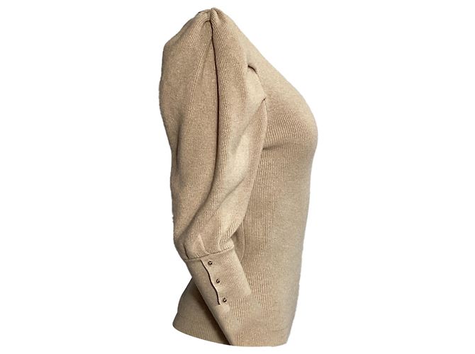 Ba&Sh Puffärmel-Top aus beigem Baumwollstoff - Ansicht 2