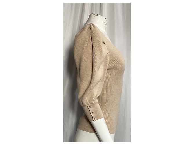 Ba&Sh Puffärmel-Top aus beigem Baumwollstoff - Ansicht 8