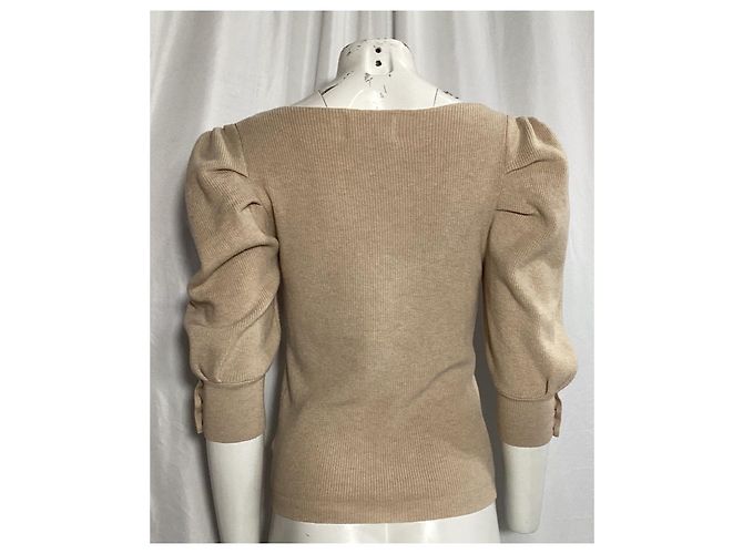 Ba&Sh Puffärmel-Top aus beigem Baumwollstoff - Ansicht 9