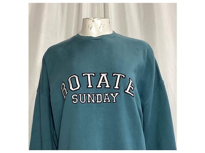 Autre Marque Rotate Sunday Iris Pullover aus blaugrünem Baumwollstoff - Ansicht 10