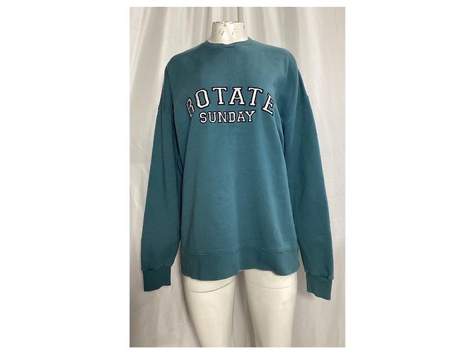 Autre Marque Rotate Sunday Iris Pullover aus blaugrünem Baumwollstoff - Ansicht 7