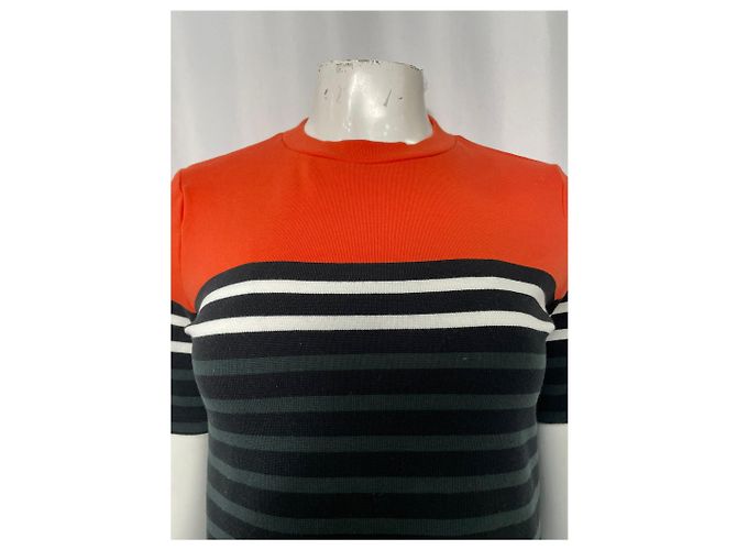 T Alexander Wang Strick Mini Kurzarmkleid aus mehrfarbigem Baumwollstoff - Ansicht 10