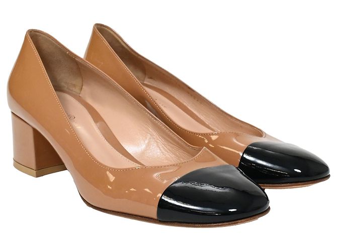 Décolleté Gianvito Rossi con punta in vernice marrone e nera - vista 4