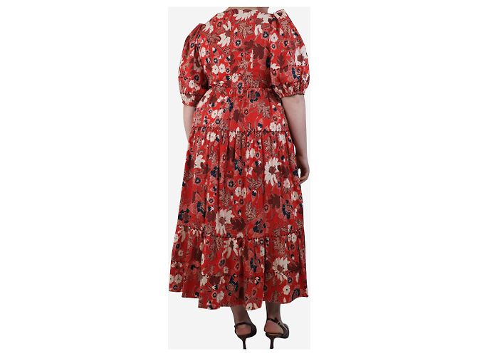 Ulla Johnson Rotes Blumen-Midi-Kleid Nora - Größe UK 16 - Ansicht 2