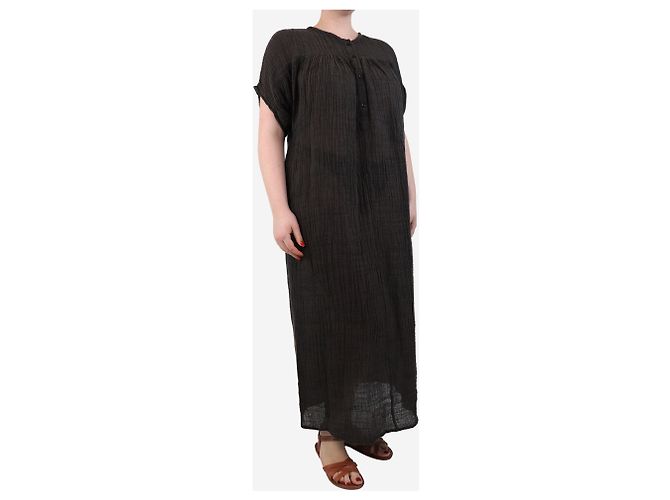 Masscob Braunes Agra Leinen-Maxikleid - Größe M - Ansicht 3