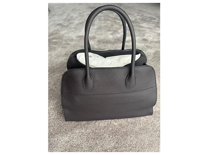 Borsa tote The Row Soft Margaux 12 in pelle blu scuro - vista 9