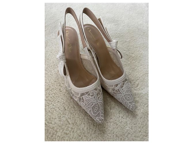 Slingbacks de algodón con bordado de encaje J’Adior Blanco - vista 10