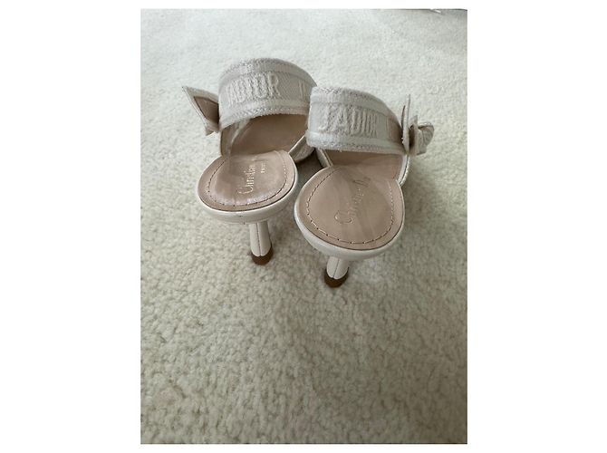 Slingbacks de algodón con bordado de encaje J’Adior Blanco - vista 4