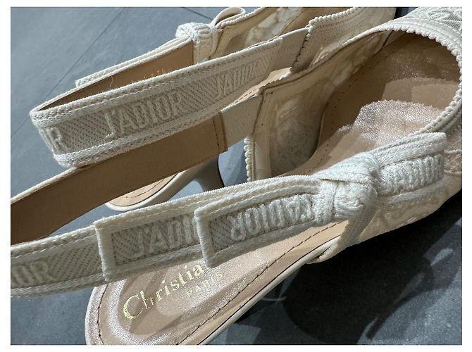 Slingbacks de algodón con bordado de encaje J’Adior Blanco - vista 6