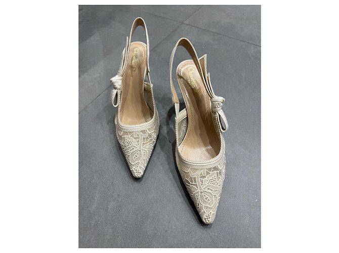 Slingbacks de algodón con bordado de encaje J’Adior Blanco - vista 8