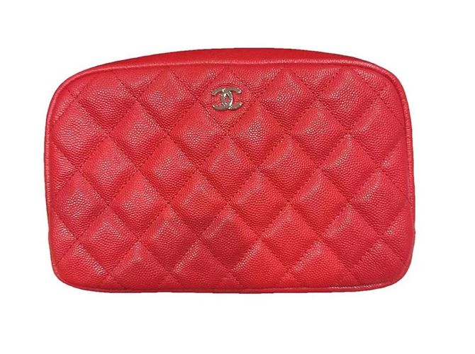 Borsa da viaggio Chanel rossa in pelle caviar Rosso - vista 15